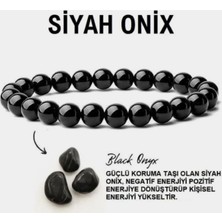 Morlisse Doğal Oniks Taşı Bileklik, Oniks Siyah Enerji Taşı, Negatif Enerji Kalkanı, Unisex El Yapımı
