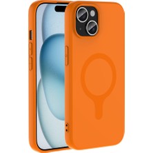 Ottonova iPhone 15 Kılıf M-Safe Şarj Özellikli Zore Aris Silikon Kapak - Turuncu