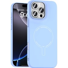 Ottonova iPhone 16 Pro Max Kılıf M-Safe Şarj Özellikli Kamera Korumalı Zore Elio Sert Pc Kapak - Açık Mavi