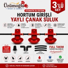 Üzümoğlu 3 Adet Hortum Girişli Yaylı Çanak Suluk Otomatik Tavuk Civciv Suluk Sistemi Kümes Için Set