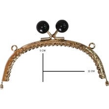 Marifet Dükkan Oval Boncuklu Altın Metal Çanta Sapı 12 cm / 1 Adet