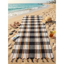 Ludia Ludıa %100 Pamuklu Peştemal Havlu Plaj, Spa, Hamam ve Çok Amaçlı Kullanım 100X190 cm Ekose Desenli