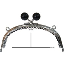Marifet Dükkan Oval Boncuklu Gümüş Metal Çanta Sapı 12 cm / 1 Adet