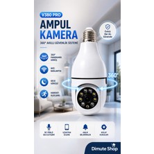 Dimute Shop V380 Pro Ampul Kamera 360° Wifi Güvenlik Kamerası Gece Görüşlü Hareket Sensörlü