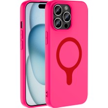 Ottonova iPhone 14 Pro Max Kılıf M-Safe Şarj Özellikli Zore Aris Silikon Kapak - Koyu Pembe