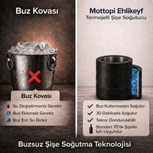Mottopi Ehlikeyf Termojelli Şişe Soğutucu ,Kilim Desenli Siyah Şarap Rakı Viski Soğutucu Stand-Siyah