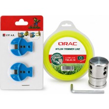 İtal Tırpan Örümcek Başlık Orac 3.30 mm 46 mt Altı Köşe Misina ve Ital Misina Kesici 2’li Set