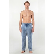 Cacharel Erkek Ekoseli Dokuma Pijama Tek Alt, %95 Pamuk, %5 Elastan