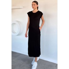 Gülseli Kadın Bisiklet Yaka Likralı Elbise P-00021896