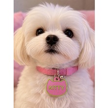Spring Handmade Kişiye Özel Kedi ve Köpek Künyesi Açık Pembe * Isim *çift Taraf Baskı * Telefon Numarası
