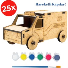 Kidose Çocuklar Için Ahşap Ambulans Yapım ve Boyama Seti | Eğitici Kendin Yap Oyuncak Aktivite Kiti