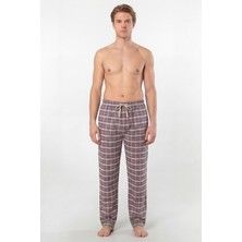 Cacharel Erkek Ekoseli Dokuma Pijama Tek Alt, %95 Pamuk, %5 Elastan