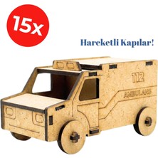Kidose Ahşap Ambulans Boyama ve Montaj Seti | Toplu Çocuk Etkinliği