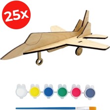 Kidose Çocuklar Için Ahşap Jet Uçak Montaj ve Boyama Seti