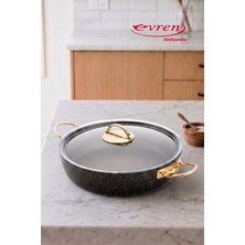 EVREN MUTFAK 20 cm Goldstone Ezme Seri Basık Tencere, Non-Stick Pilav Karnıyarık Tenceresi 1,7 Lt (Çelik Kulp)