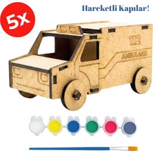 Kidose Ahşap Ambulans Yapım Kiti | Kendin Yap Montaj ve Boyama Etkinlik Seti Eğitici Oyuncak
