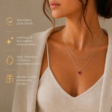 Liora De Mar Çift Zincirli Kalp Detaylı Choker Kolye ( Herboyun Ölçüsüneuygun)