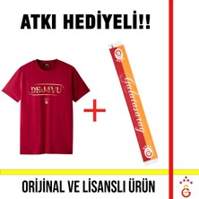 Galatasaray Lisanslı 2026 Şampiyonluk Dejavu Kırmızı T-Shirt ve El Yazılı Atkı