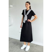 Gülseli Kadın Omuz Şallı Yırtmaçlı Elbise P-00021831