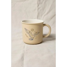 Bereketli Store Emsan Desenli Renkli Porselen Kupa 380 ml | Modern Tasarımlı Kahve ve Çay Kupası