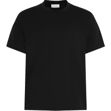 Calvin Klein Erkek Normal Kesim Ck Logo Işlemeli Yuvarlak Yakalı Pamuklu Kısa Kollu Siyah T-Shirt LV04RG220G-UB1