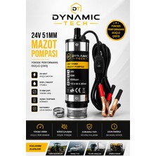 Dynamic Tech 24 Volt Mazot ve Su Zeytin Yağı Vs Sıvı Aktarma Pompası Dalgıç Pompa 60 Watt 51 mm