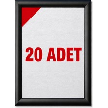 OfisDS 25 mm A4 20 Adet Gönye Köşe Siyah Renk Alüminyum Poster Çerçeve Aç-Kapa Çerçeve