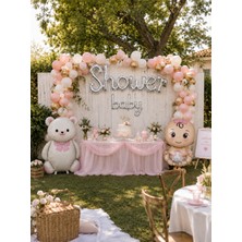 Happyloop Party Baby Shower Süsleme Seti Ayıcık ve Bebek Folyo Balonlu 35 Adet Balon Dekoratif Tül Parti Konsepti