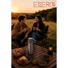 Esero Premium Paslanmaz Çelik Termos Siyah Seti + 2 Bardak Hediyeli | Kamp, Piknik, Araç Içi, Seyahat ve Günlük Kullanım