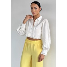 Gülseli Kadın Güpür Detaylı Gömlek P-00021815