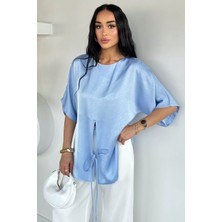 Gülseli Kadın Bağcıklı Saten Bluz P-00021781