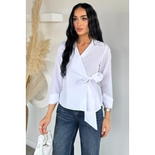 Gülseli Kadın Kruvaze Yaka Bağlamalı Bluz P-00021785