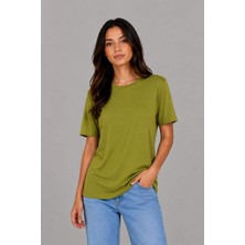 Zemci Siyah Viskon T-Shirt O Yaka Bluz