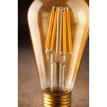 K2 Global Rustik LED Filament Ampul ST64 6W 2700K Gün Işığı E27 660 Lümen Dekoratif Ampul