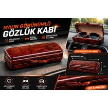 Space Araç Gözlük Kabı Maun Görünümlü Kapaklı Gözlük Saklama Kutusu