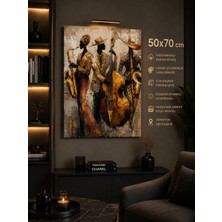 Bade Müzik Caz Orkestrası Kanvas Tablo 50X70 cm | Modern Müzik Temalı Dekoratif Duvar Tablosu