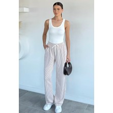 Gülseli Kadın Suyolu Desenli Bel Lastikli Pantolon P-00021691