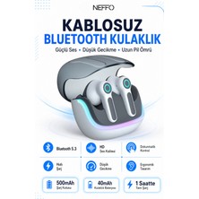 Neffo Rgb LED Işıklı Bluetooth 5.3 Ultra Düşük Gecikmeli Gürültü Önlemeli Gaming Kulakiçi Kablosuz Oyuncu Kulaklığı