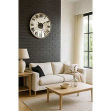 MGS Glorya Gri Roma Aynalı Duvar Saati 50 cm Metal Çember ile Modern Tasarım