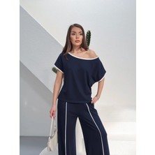 Paw Garage Kadın Alen Modern Şeritli Takım - Yazlık Soft Modal Kumaş