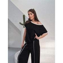 Paw Garage Kadın Alen Modern Şeritli Takım - Yazlık Soft Modal Kumaş