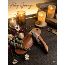 Atay Garage Ahşap Saplı Profesyonel Tirbuşon ve Kılıfı Şarap Şampanya Mantarı Açacağı Tirbişon