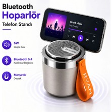 Ryan MagSafe Uyumlu Manyetik Bluetooth Hoparlör Telefon Standı Taşınabilir Mini Hoparlör