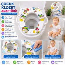 CKM Silikon Süngerli Çocuk Klozet Adaptörü Kulplu Kaymaz Bebek Tuvalet Alıştırma Oturağı