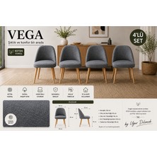 arge demo Vega Yemek Masası Sandalyesi Keten Kumaş (4 Adet)