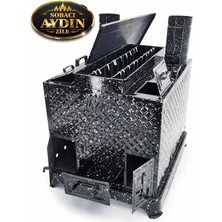 Sobacı Aydın Tokat Kebap Ocağı Büyük Boy 40X50CM Zile Siyah Çilli Emaye Kaplama