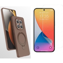 Tekno Grup Xiaomi Redmi Note 15 Pro Kılıf M-Safe Şarj Özellikli Standlı Samara Kapak-Desert Gold + Esnek Nano Ekran Koruyucu