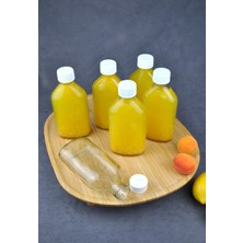 Qualitev 6 Adet 200 ml Sızdırmaz Beyaz Kapaklı Ginger Şat Cam Detoks Şişesi Cold Brew Yassı Şişe Seti - 200 cc