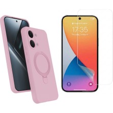 Tekno Grup Xiaomi Poco X8 Pro Max Kılıf M-Safe Şarj Özellikli Standlı Samara Kapak-Pembe + Esnek Nano Ekran Koruyucu