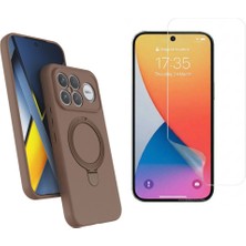 Tekno Grup Xiaomi Poco F8 Ultra Kılıf M-Safe Şarj Özellikli Standlı Samara Kapak-Desert Gold + Esnek Nano Ekran Koruyucu